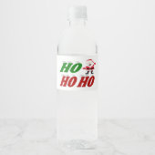 Ho Ho Ho Santa Claus kersttypografie Waterfles Etiket (Voorkant)