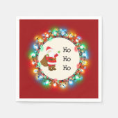 Ho Ho Ho Santa Claus met kerstverlichting Servet (Voorkant)