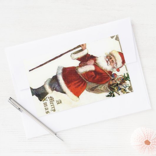 Ho Ho Ho Santa Claus Rechthoekige Sticker (Envelop)