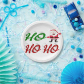 Ho Ho Ho Santa Claus red green script kerst Papieren Bordje (Feest)