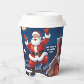 Ho Ho Ho Santa dansen op de daken Kerstmis Papieren Bekers (Achterkant)