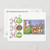 Ho! Ho! Ho! Santa en het rendier Briefkaart (Voorkant / Achterkant)
