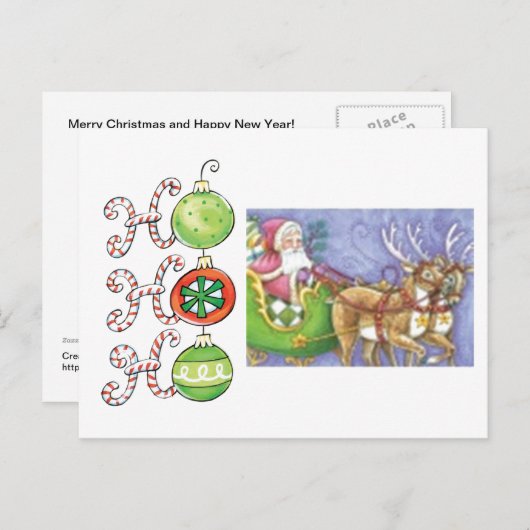 Ho! Ho! Ho! Santa en het rendier Briefkaart (Voorkant / Achterkant)