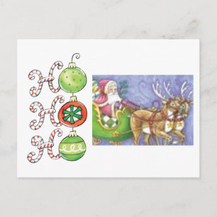 Ho! Ho! Ho! Santa en het rendier Briefkaart