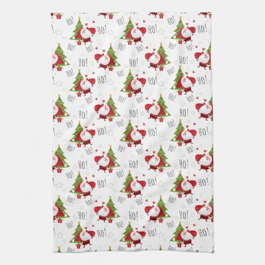Ho Ho Ho Santa en Kerstbomen Keukenhanddoeken (Verticaal)