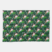 Ho Ho Ho Santa- en kerstbomen Theedoek (Horizontaal)