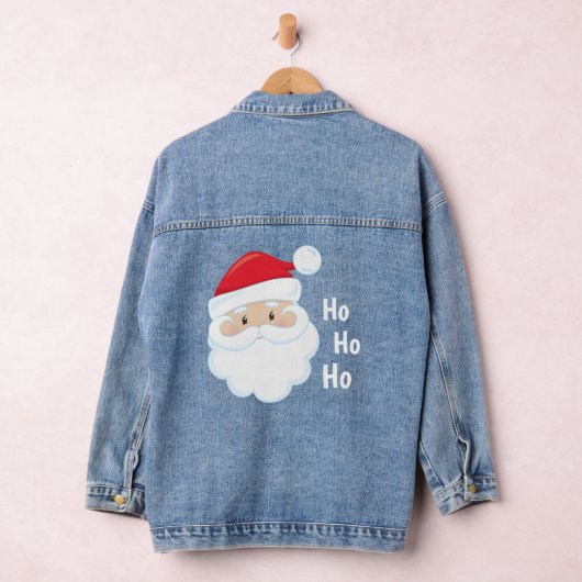 Ho Ho Ho Santa Face Feestdagen Red White Denim Jacket (Hangar)
