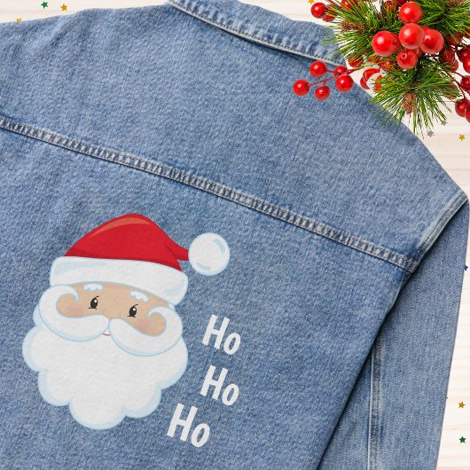 Ho Ho Ho Santa Face Feestdagen Red White Denim Jacket