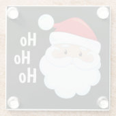 Ho Ho Ho Santa Face Feestdagen Red White Glazen Onderzetter (Achterkant)
