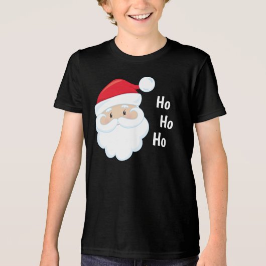 Ho Ho Ho Santa Face Feestdagen Red White Tri-Blend Shirt (Voorkant)