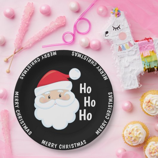 Ho Ho Ho Santa Face Merry Feestdagen Red Papieren Bordje (Feest)