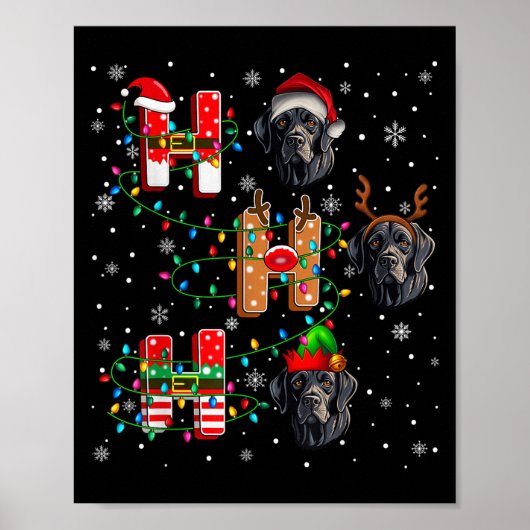 Ho Ho Ho Santa Hat Elf Matching Labrador Retriever Poster (Voorkant)