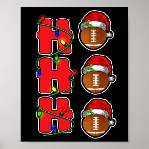Ho Ho Ho Santa Hat Football Ball Christmas Fun Man Poster
