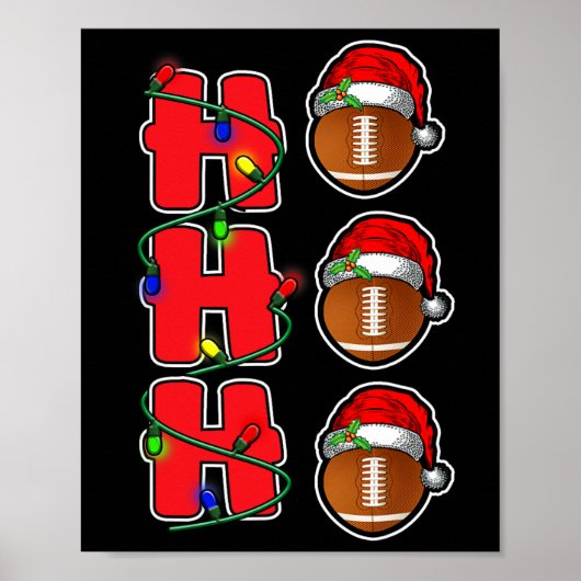 Ho Ho Ho Santa Hat Football Ball Christmas Fun Man Poster (Voorkant)