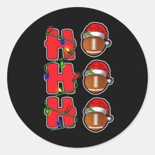 Ho Ho Ho Santa Hat Football Ball Christmas Fun Man Ronde Sticker