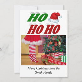 Ho Ho Ho Santa Hat-kerstfototypografie Feestdagenkaart