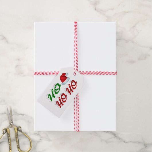 Ho Ho Ho Santa Hat Kerstmis, groen script Cadeaulabel (Met Touw)