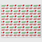Ho Ho Ho Santa Hat Kerstmis, groen script Cadeaupapier (Vlak)