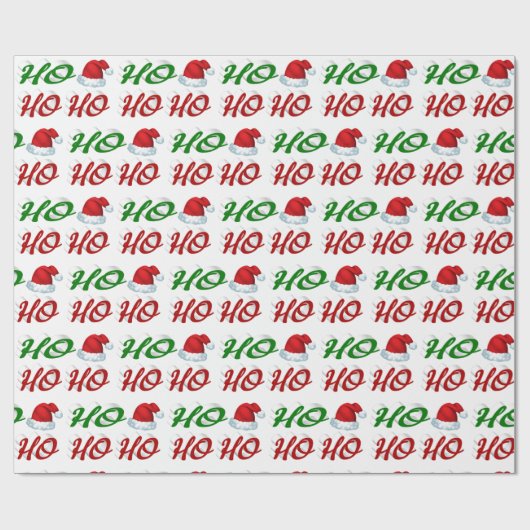 Ho Ho Ho Santa Hat Kerstmis, groen script Cadeaupapier (Vlak)