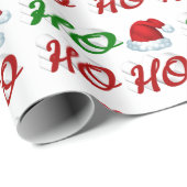 Ho Ho Ho Santa Hat Kerstmis, groen script Cadeaupapier (Rol Hoek)