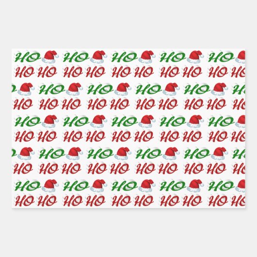 Ho Ho Ho Santa Hat Kerstmis, groen script Inpakpapier Vel (Voorkant 3)