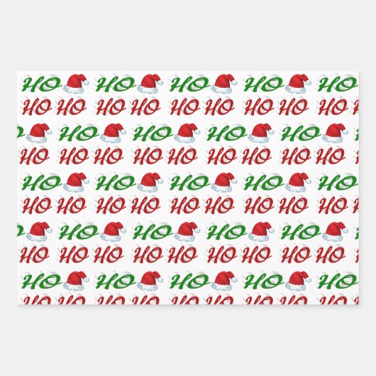 Ho Ho Ho Santa Hat Kerstmis, groen script Inpakpapier Vel (Voorkant 2)