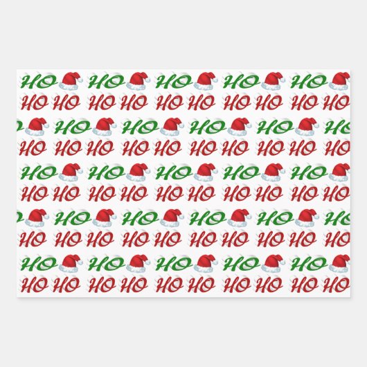 Ho Ho Ho Santa Hat Kerstmis, groen script Inpakpapier Vel (Voorkant)