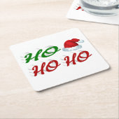 Ho Ho Ho Santa Hat Kerstmis, groen script Kartonnen Onderzetters (Schuin)