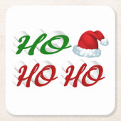 Ho Ho Ho Santa Hat Kerstmis, groen script Kartonnen Onderzetters (Voorkant)