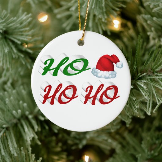 Ho Ho Ho Santa Hat Kerstmis, groen script Keramisch Ornament (Boom)