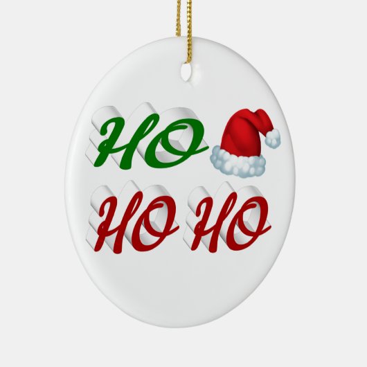 Ho Ho Ho Santa Hat Kerstmis, groen script Keramisch Ornament (Rechts)