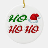 Ho Ho Ho Santa Hat Kerstmis, groen script Keramisch Ornament (Voorkant)