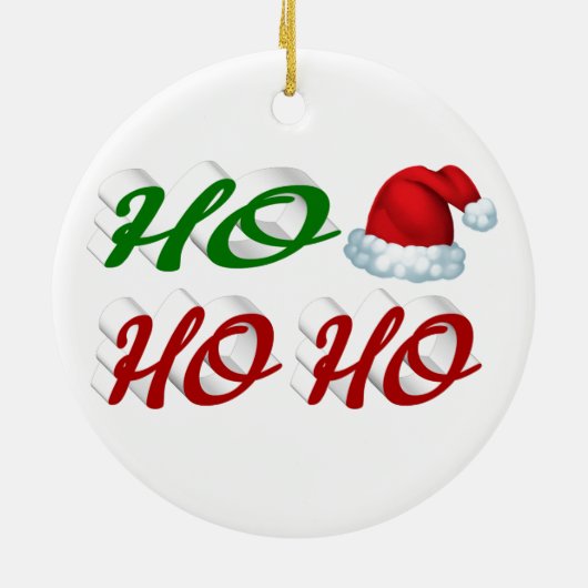 Ho Ho Ho Santa Hat Kerstmis, groen script Keramisch Ornament (Achterkant)