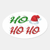 Ho Ho Ho Santa Hat Kerstmis, groen script Ovale Sticker (Voorkant)