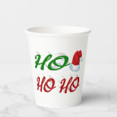 Ho Ho Ho Santa Hat Kerstmis, groen script Papieren Bekers (Voorkant)