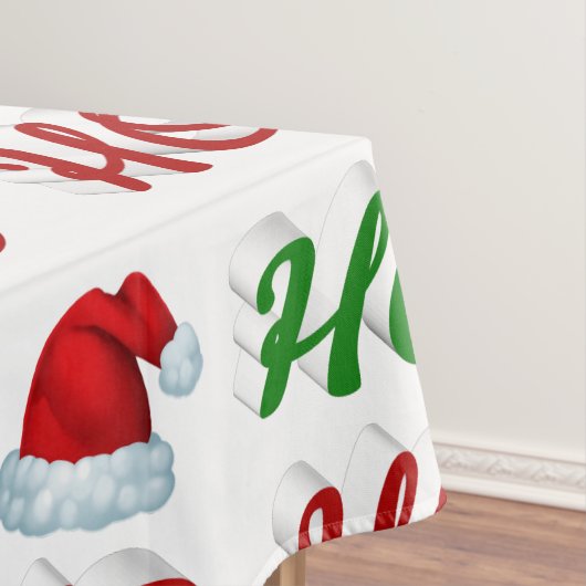 Ho Ho Ho Santa Hat Kerstmis, groen script Tafelkleed (Voorbeeld)