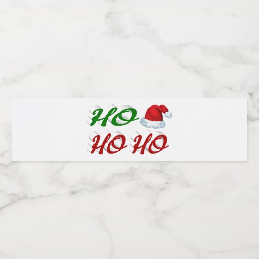 Ho Ho Ho Santa Hat Kerstmis, groen script Waterfles Etiket (Enkel label)