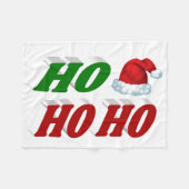 Ho Ho Ho Santa Hat Kerstmis rode, groene typografi Fleece Deken (Voorkant (Horizontaal))