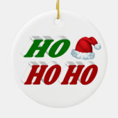 Ho Ho Ho Santa Hat Kerstmis rode, groene typografi Keramisch Ornament (Achterkant)