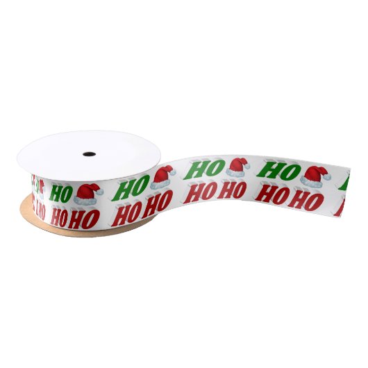 Ho Ho Ho Santa Hat Kerstmis rode, groene typografi Satijnen Lint (Spoel)