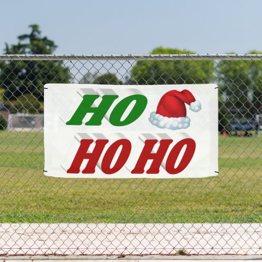Ho Ho Ho Santa Hat Kerstmis rode, groene typografi Spandoek (Insitu)