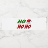 Ho Ho Ho Santa Hat Kerstmis rode, groene typografi Waterfles Etiket (Enkel label)