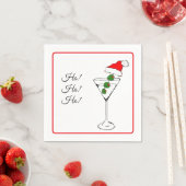 Ho Ho Ho Santa hat martini glass cocktail napkin Servet (Insitu)