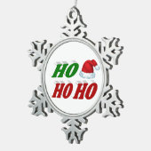 Ho Ho Ho Santa Hat rode groene typografie Tin Sneeuwvlok Ornament (Rechts)