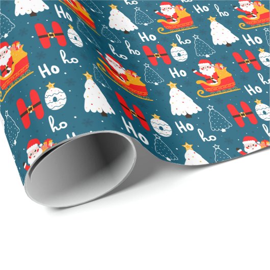 Ho Ho Ho Santa kerstinpakpapier Cadeaupapier (Rol Hoek)