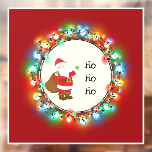 Ho Ho Ho Santa Kerstlampen Raamsticker (Vel 2)