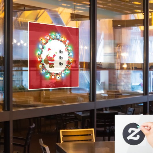 Ho Ho Ho Santa Kerstlampen Raamsticker (Restaurant Raam)