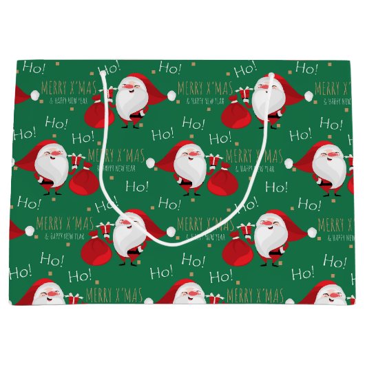 Ho Ho Ho Santa Large Gift Bag Groot Cadeauzakje (Voorkant)