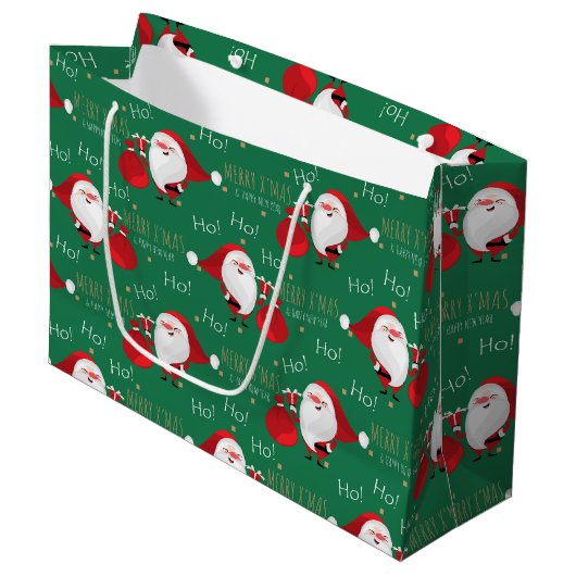 Ho Ho Ho Santa Large Gift Bag Groot Cadeauzakje (Voorkant Gekanteld)