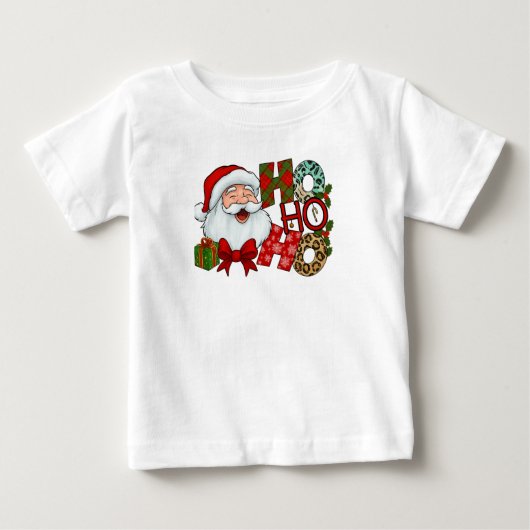 Ho Ho Ho Santa Laughing Face Christmas Tee (Voorkant)